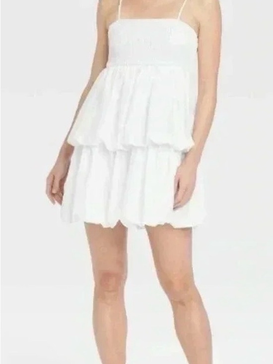 a new day Dresses & Skirts - White Smocked Bubble mini dress -a new day